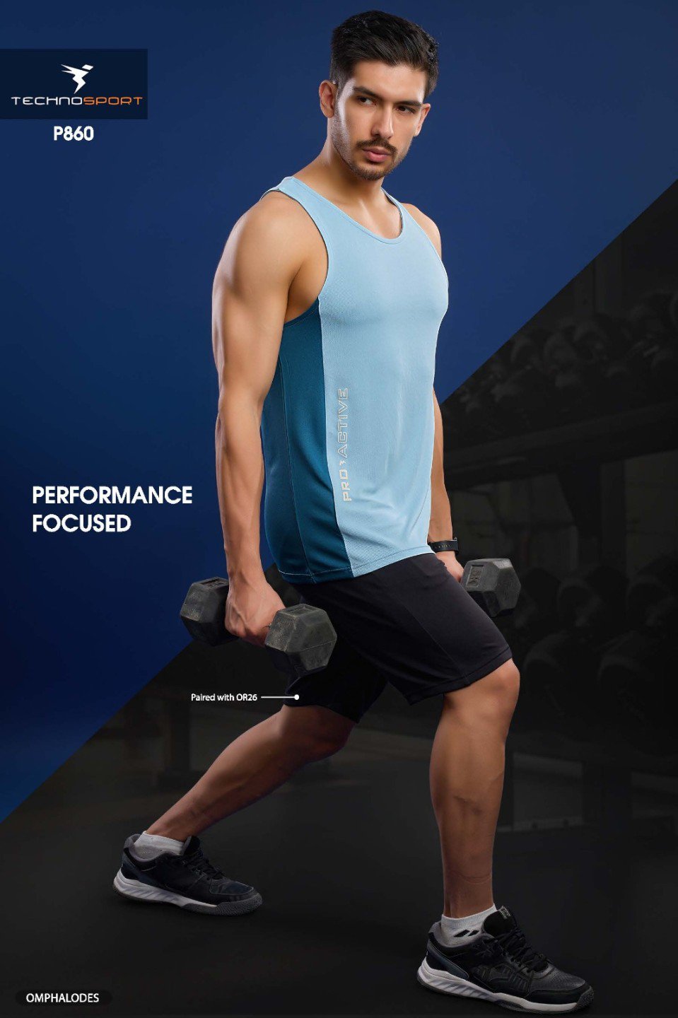 Technosport Crew Neck Gym Vest Sando (P757) Omphalos