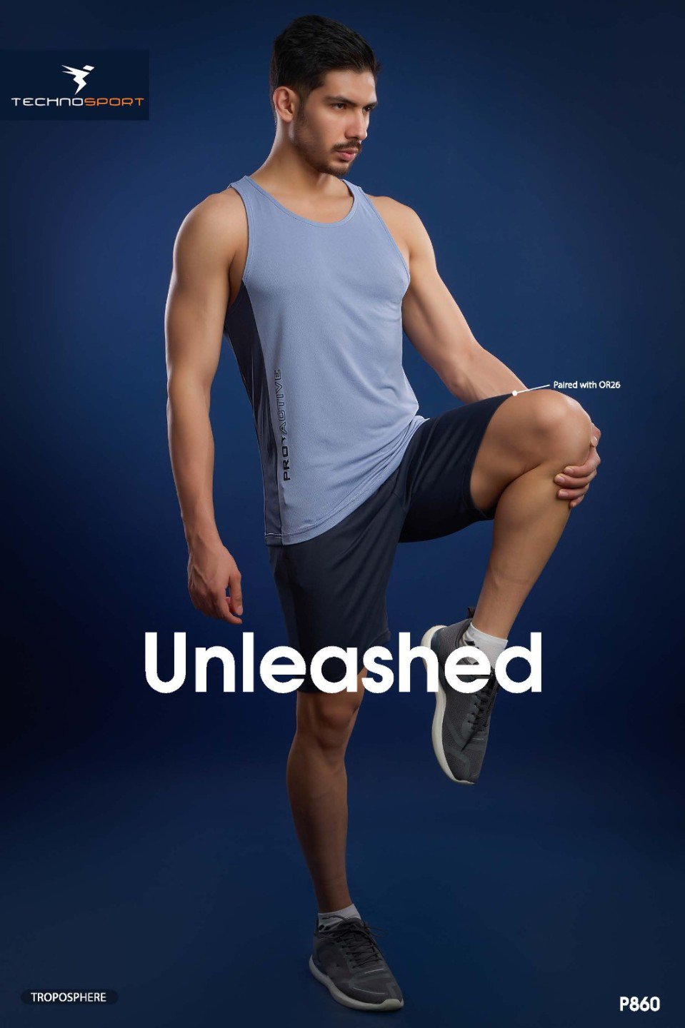 Technosport Crew Neck Gym Vest Sando (P860) Troposphere