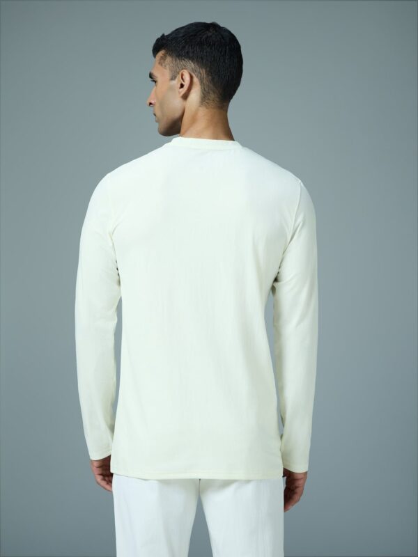 Technosport Men Solid Slim Fit Round Neck Full Sleeves Sports T-shirt Off White OR27