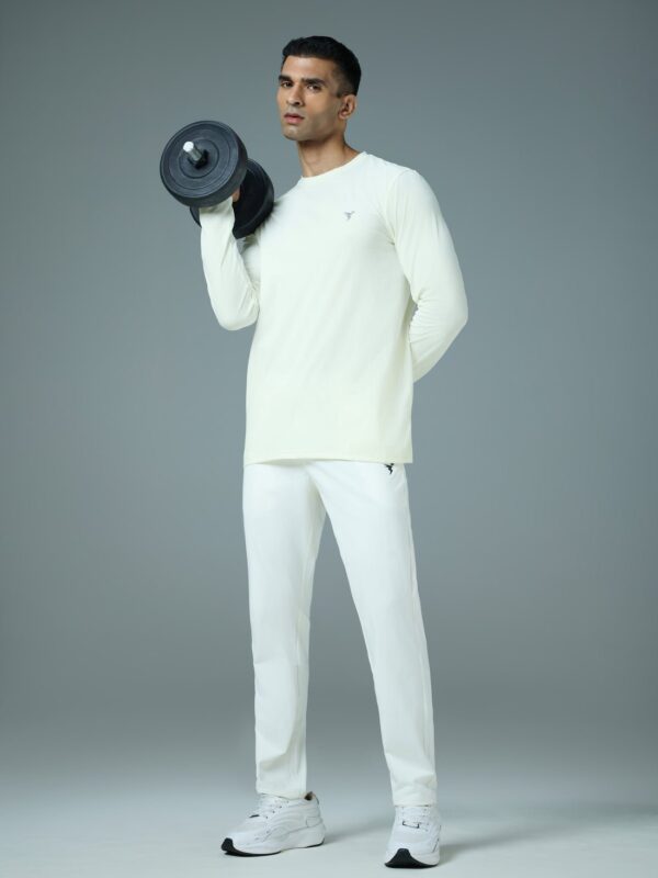 Technosport Men Solid Slim Fit Round Neck Full Sleeves Sports T-shirt Off White OR27
