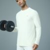 Technosport Men Solid Slim Fit Round Neck Full Sleeves Sports T-shirt Off White OR27