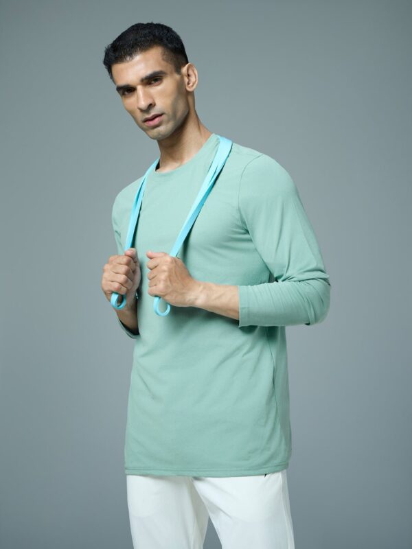 2024/10/1000560269.jpg Technosport Men Solid Slim Fit Round Neck Full Sleeves Sports T-shirt Lake Green Or27
