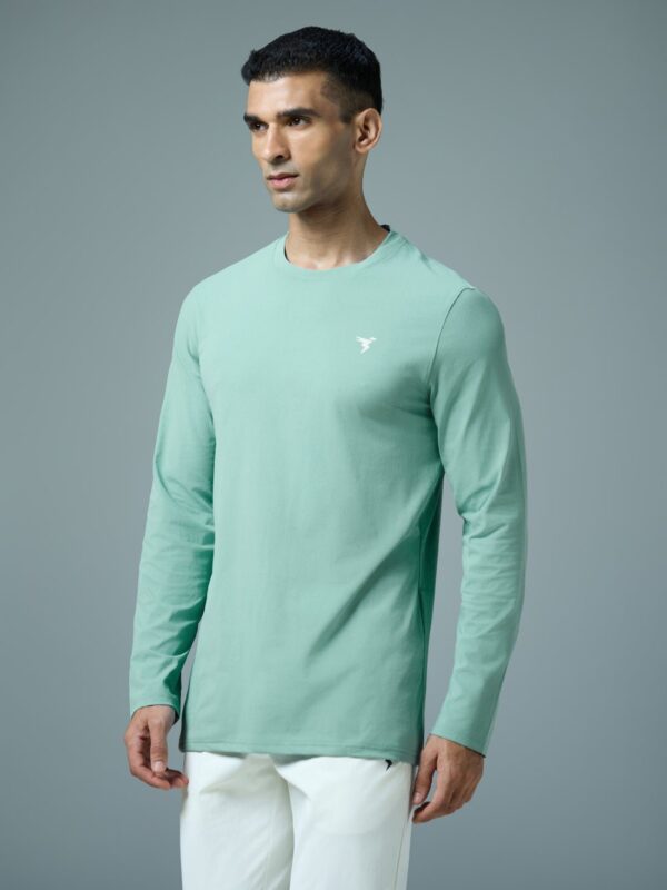 2024/10/1000560271.jpg Technosport Men Solid Slim Fit Round Neck Full Sleeves Sports T-shirt Lake Green Or27