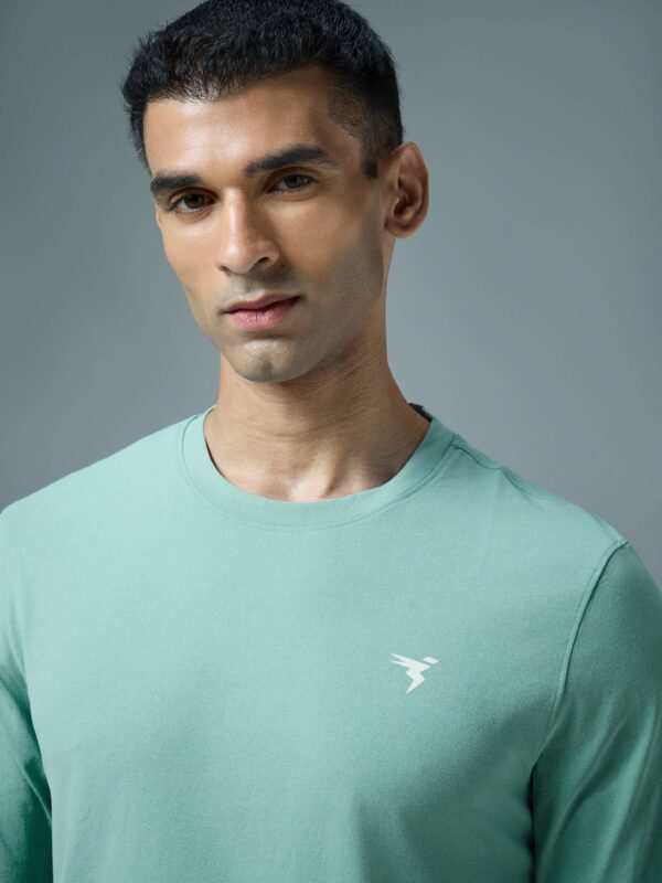 2024/10/1000560273-1.jpg Technosport Men Solid Slim Fit Round Neck Full Sleeves Sports T-shirt Lake Green Or27