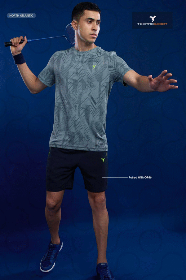 OR 60 Jacquard Crew Neck Half Sleeve T-shirt  North Atlantic