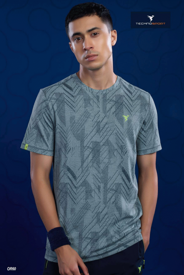 OR 60 Jacquard Crew Neck Half Sleeve T-shirt  North Atlantic