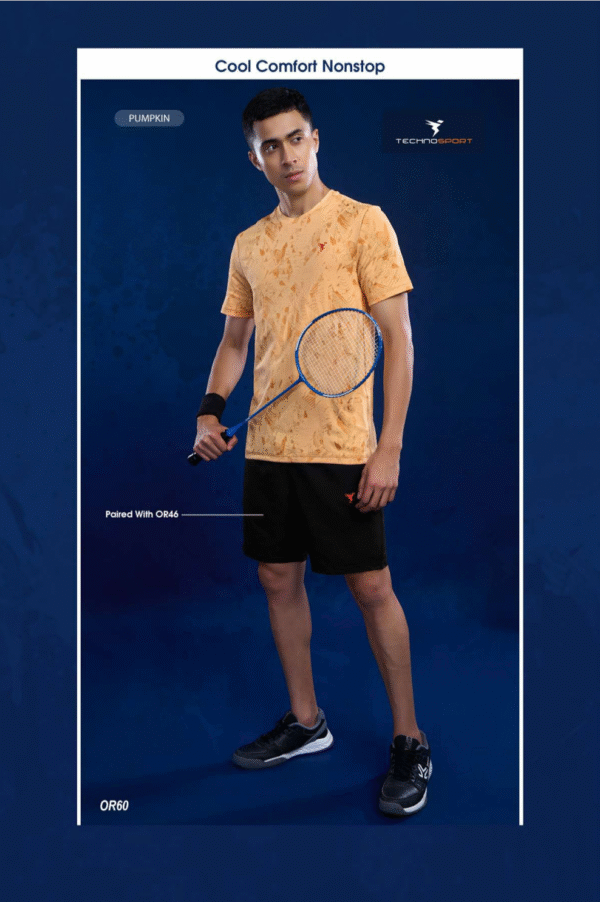 OR 60 Jacquard Crew Neck Half Sleeve T-shirt  Pumpkin