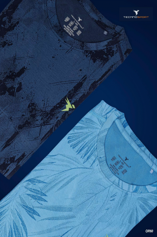 OR 60 Jacquard Crew Neck Half Sleeve T-shirt  North Atlantic Navy