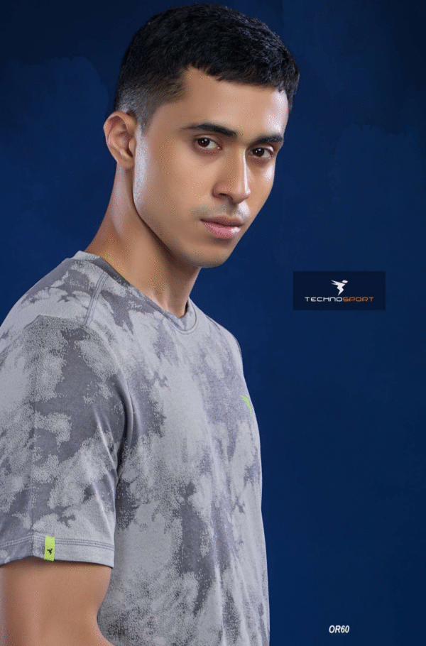 OR 60 Jacquard Crew Neck Half Sleeve T-shirt LT Grey