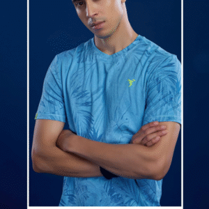 OR 60 Jacquard Crew Neck Half Sleeve T-shirt Stone School Blue