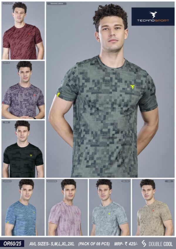 OR 60 Jacquard Crew Neck Half Sleeve T-shirt Horizon Blue