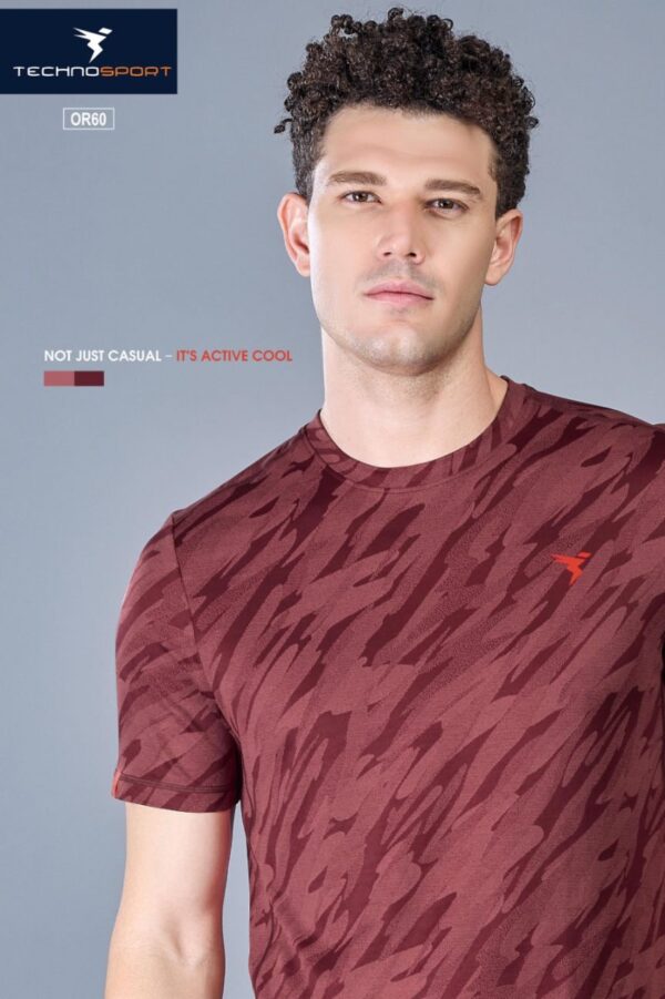 OR 60 Jacquard Crew Neck Half Sleeve T-shirt  Chocolate Truffle