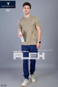 OR 60 Jacquard Crew Neck Half Sleeve T-shirt Khaki