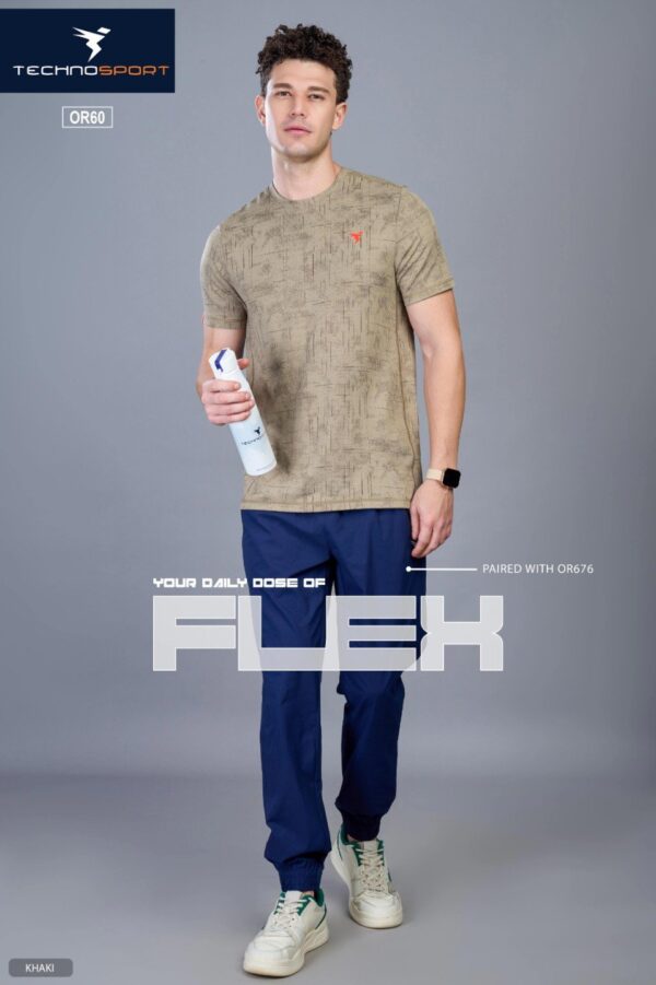 OR 60 Jacquard Crew Neck Half Sleeve T-shirt Khaki