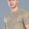 OR 60 Jacquard Crew Neck Half Sleeve T-shirt Khaki