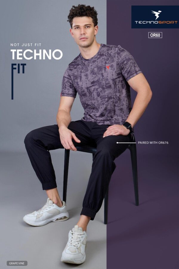 OR 60 Jacquard Crew Neck Half Sleeve T-shirt Grape Vine