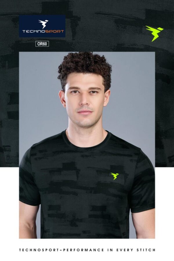 OR 60 Jacquard Crew Neck Half Sleeve T-shirt Mix Black