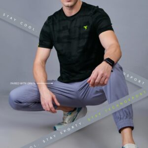 OR 60 Jacquard Crew Neck Half Sleeve T-shirt Mix Black
