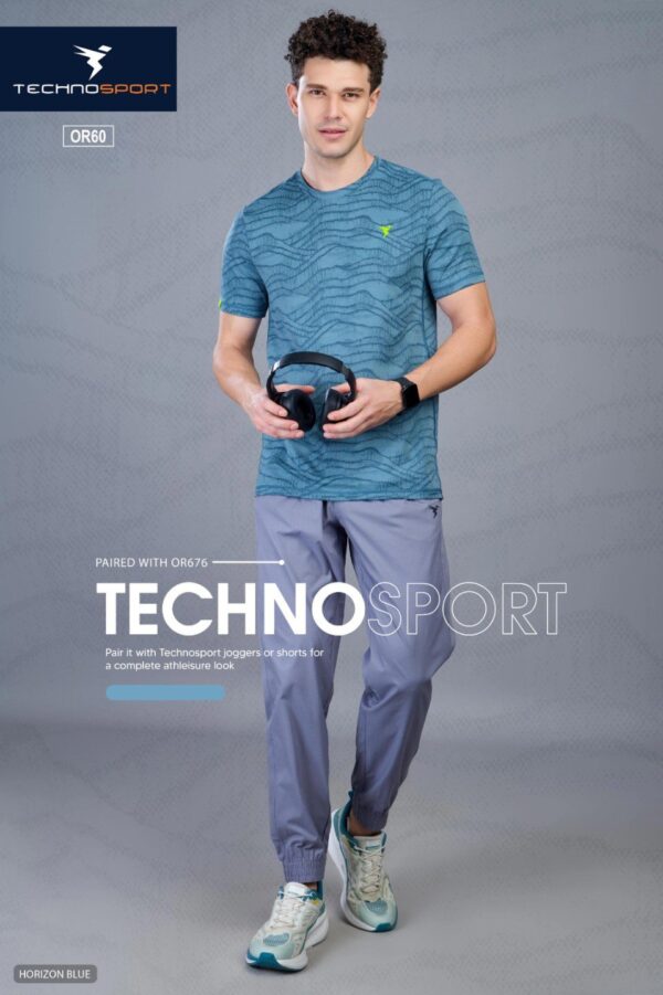 OR 60 Jacquard Crew Neck Half Sleeve T-shirt Horizon Blue