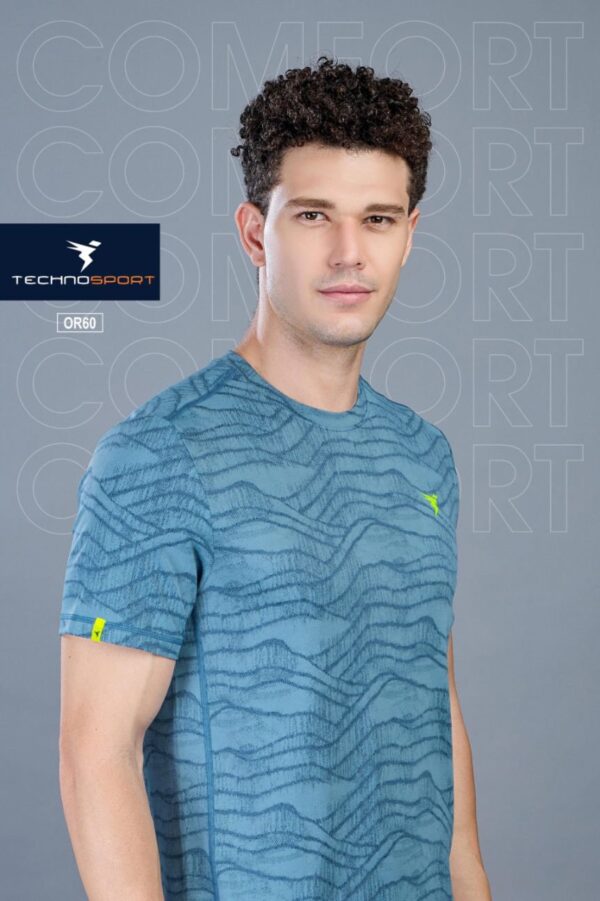 OR 60 Jacquard Crew Neck Half Sleeve T-shirt Horizon Blue