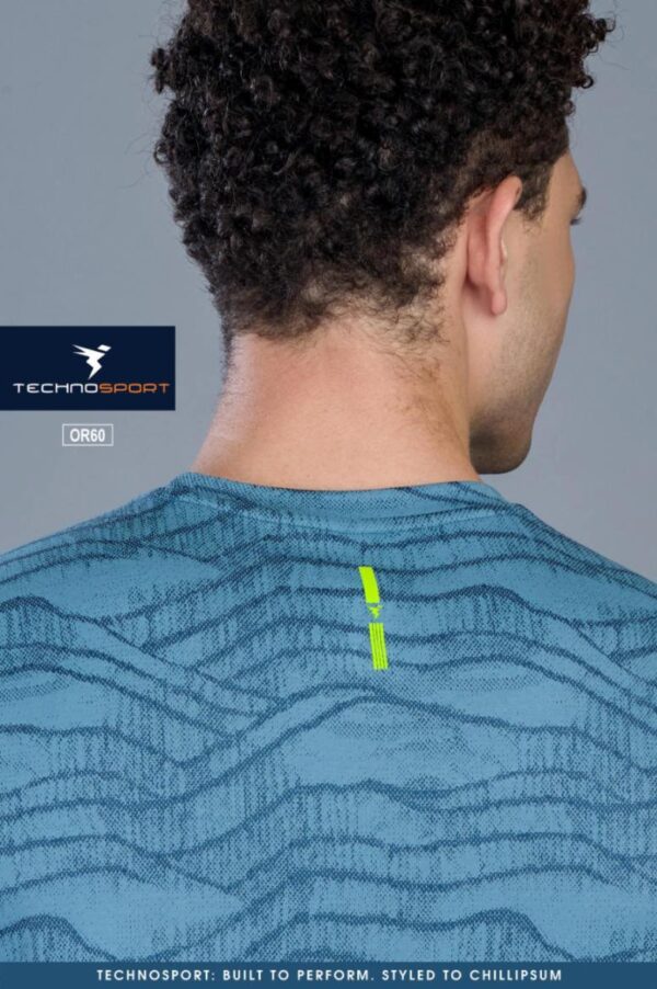 OR 60 Jacquard Crew Neck Half Sleeve T-shirt Horizon Blue