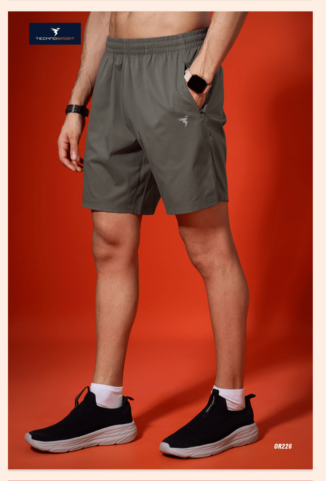 TECHNOSPORT Mens Regular Fit Solid Shorts for Gym, Workout & Sports Olive