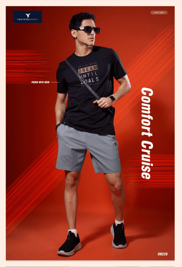 2026/01/1000631443.png TECHNOSPORT Mens Regular Fit Solid Shorts for Gym, Workout & Sports Silver