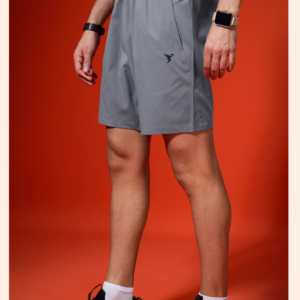 TECHNOSPORT Mens Regular Fit Solid Shorts for Gym, Workout & Sports Silver