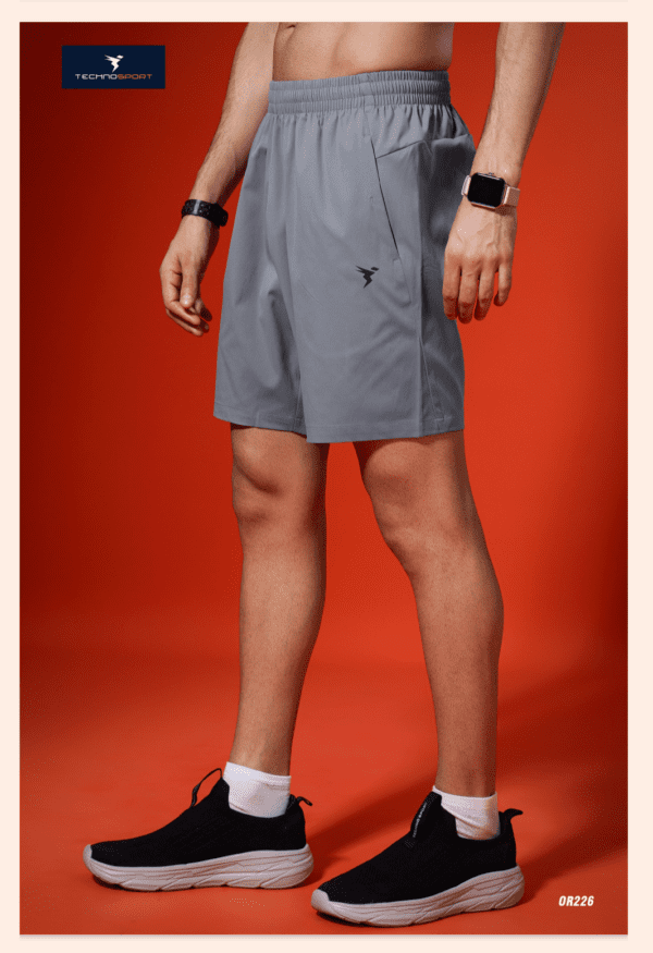 2026/01/1000631444.png TECHNOSPORT Mens Regular Fit Solid Shorts for Gym, Workout & Sports Silver