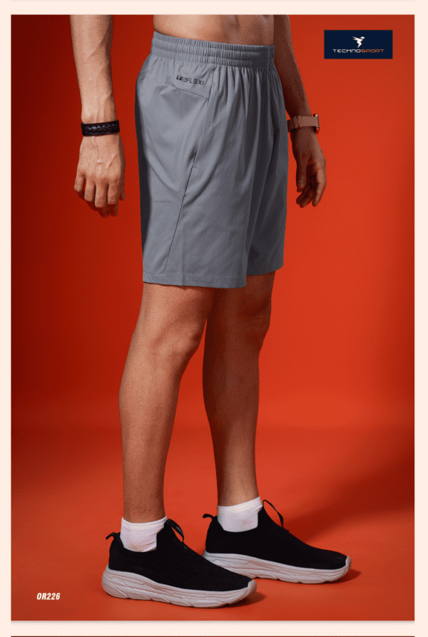 2026/01/1000631445.png TECHNOSPORT Mens Regular Fit Solid Shorts for Gym, Workout & Sports Silver