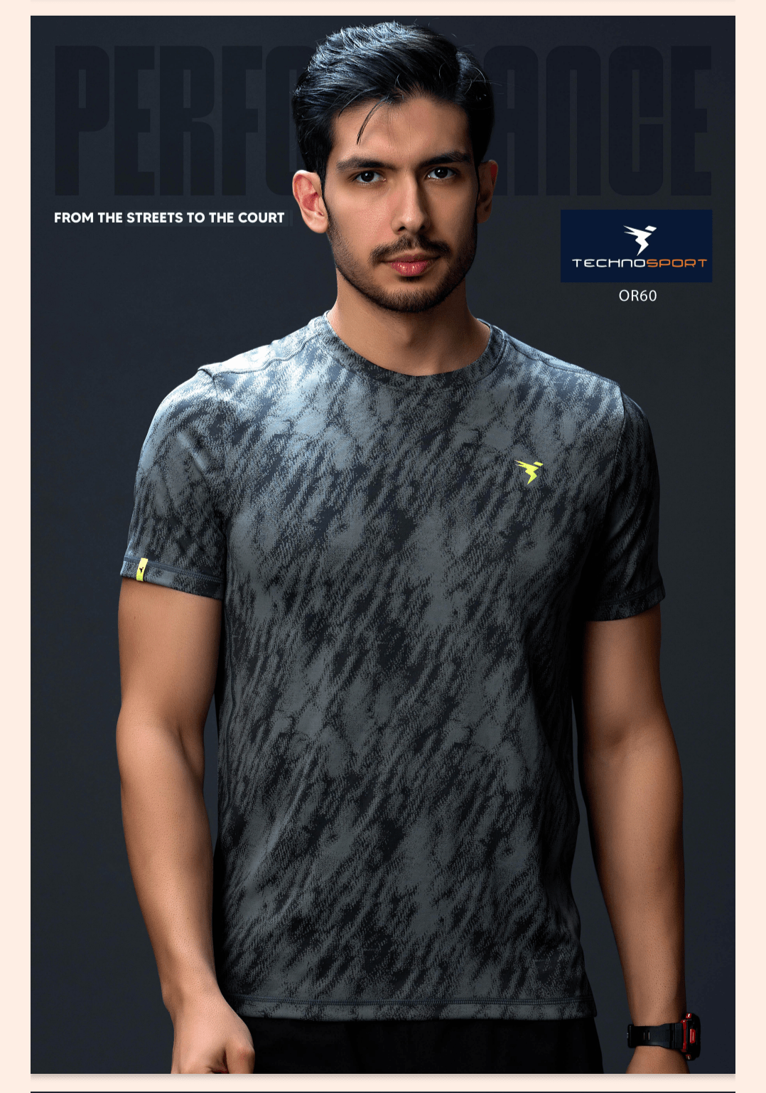 Men Jacquard Slim Fit Crew Neck T-shirt with DOUBLE COOL (The color can be slightly different ) Technosports