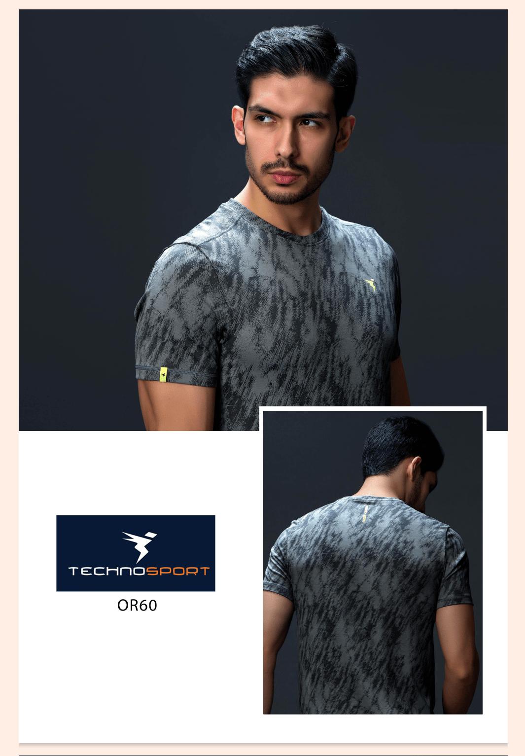 Men Jacquard Slim Fit Crew Neck T-shirt with DOUBLE COOL (The color can be slightly different ) Technosports