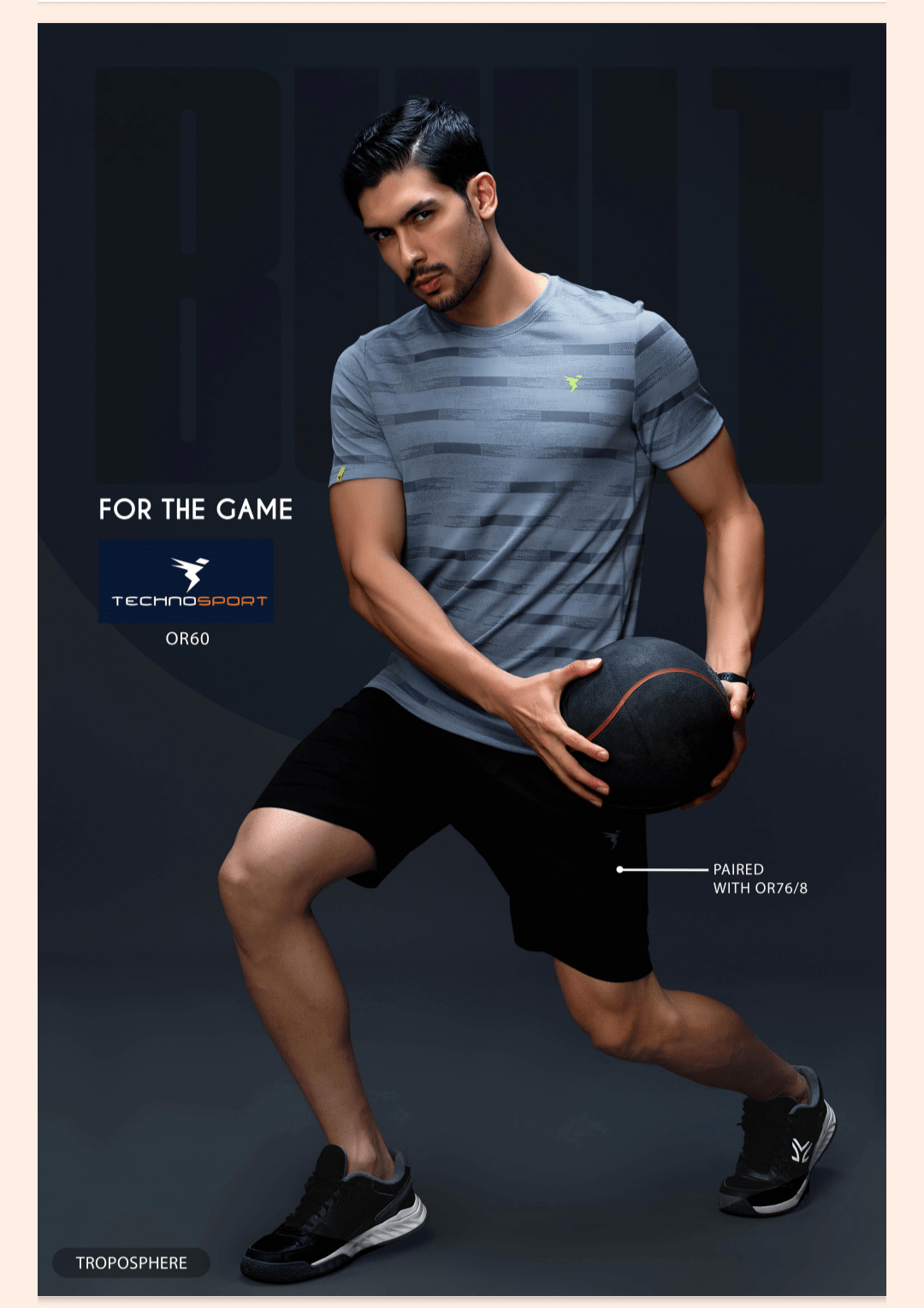 Men Jacquard Slim Fit Crew Neck T-shirt with DOUBLE COOL (The color can be slightly different )Technosport