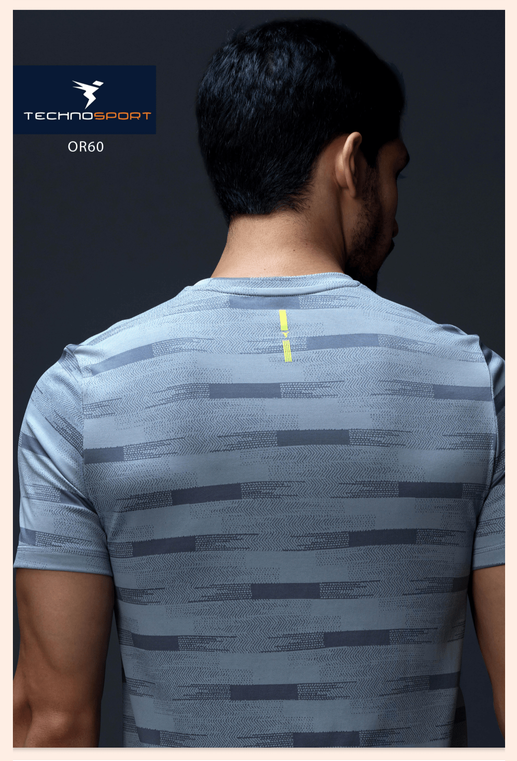 Men Jacquard Slim Fit Crew Neck T-shirt with DOUBLE COOL (The color can be slightly different )Technosport