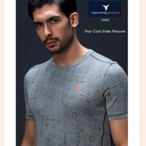 Men Jacquard Slim Fit Crew Neck T-shirt with DOUBLE COOL (The color can be slightly different )Technosport