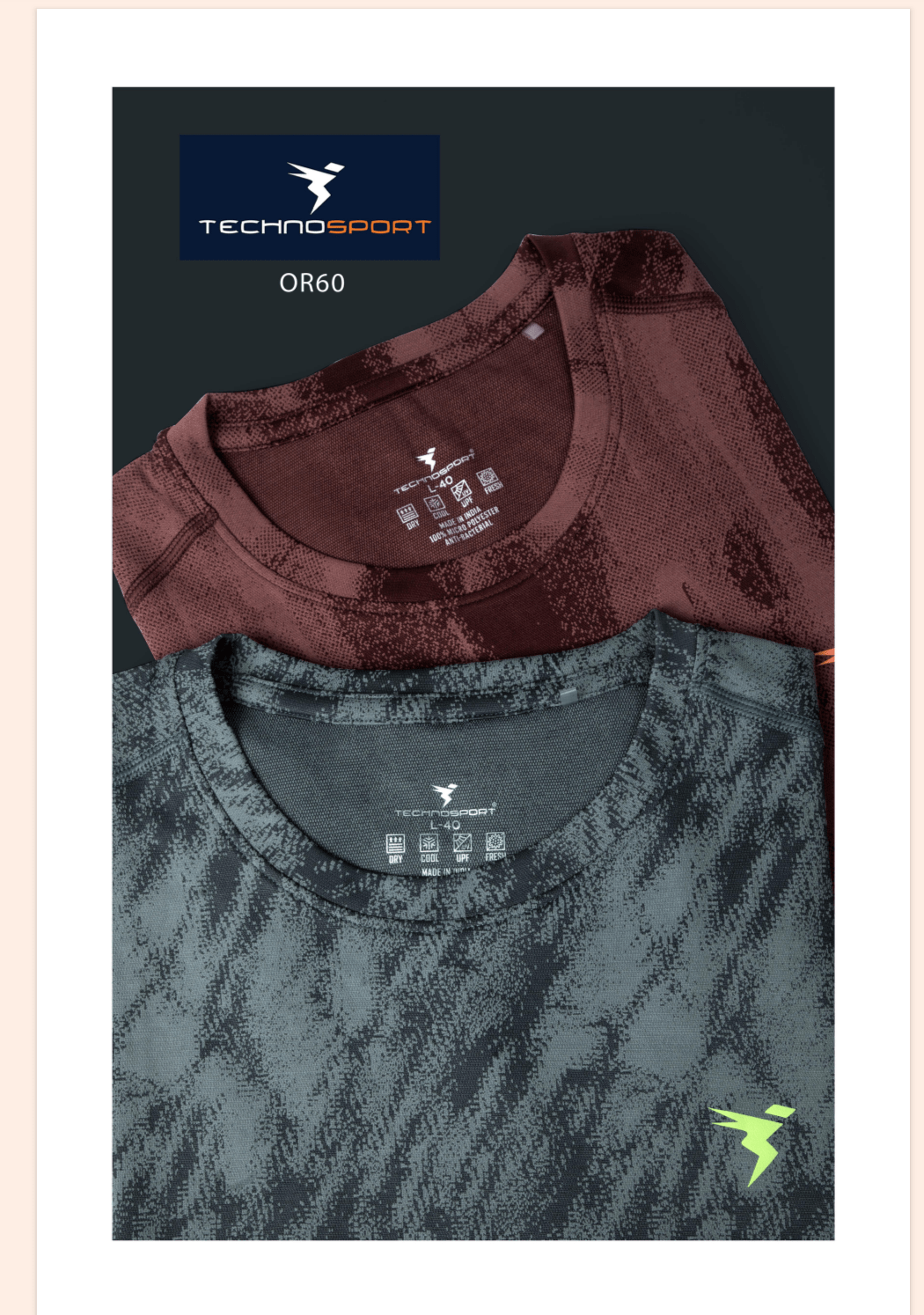 Men Jacquard Slim Fit Crew Neck T-shirt with DOUBLE COOL (The color can be slightly different ) Tevhnosport