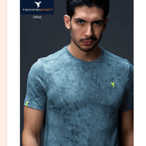 Men Jacquard Slim Fit Crew Neck T-shirt with DOUBLE COOL (The color can be slightly different ) light Blue