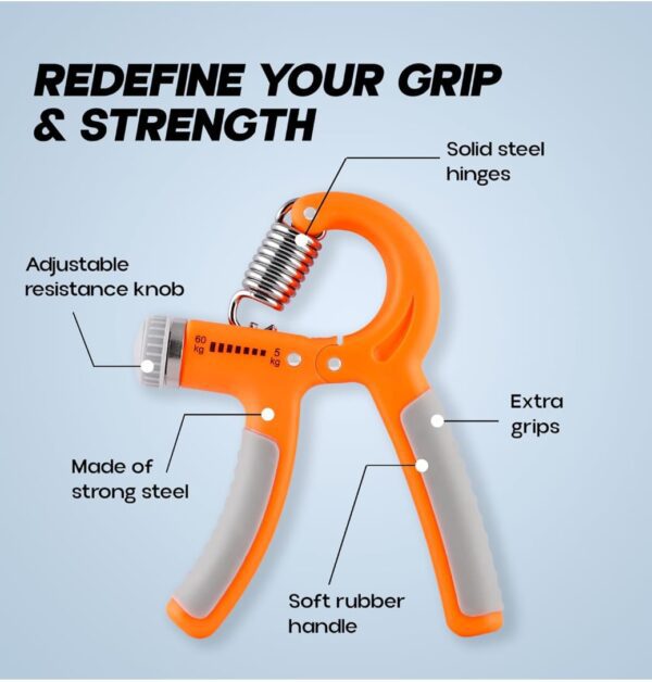 Konex Hand Gripper-Best Hand Exerciser Grip Strengthener Adjustable 10 Kg upto 60 Kg