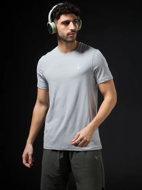 Technosport Active Men's Running T-Shirt White Slim Fit Sports T-Shirt with COTFLEX Technology