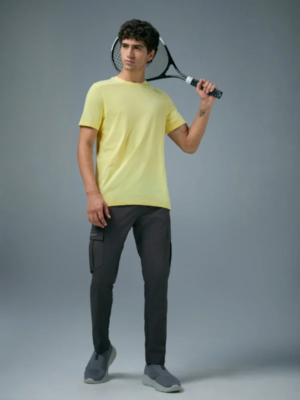 OR30WaxYellow_5 Technosport Active Men's Running T-Shirt White Slim Fit Sports T-Shirt with COTFLEX Technology