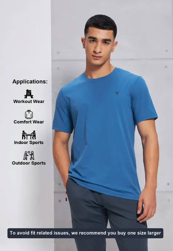 Home 51 Technosport Active Men's Running T-Shirt White Slim Fit Sports T-Shirt with COTFLEX Technology