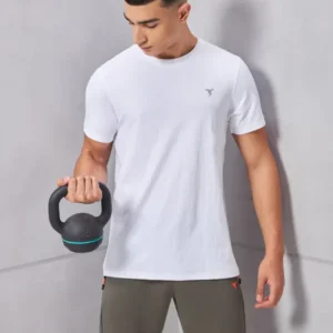 Technosport Active Men's Running T-Shirt White Slim Fit Sports T-Shirt with COTFLEX Technology