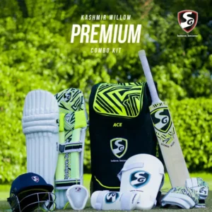 SG Premium Combo Cricket Kit Size 5 SG Premium Combo Cricket Kit with Bat Pads Gloves Helmet and Bag