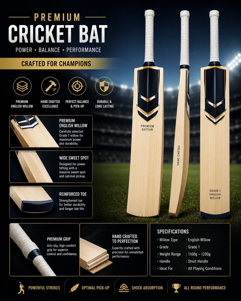35 Inch Double Blade Scoop Cricket Bat with Full Cane Handle