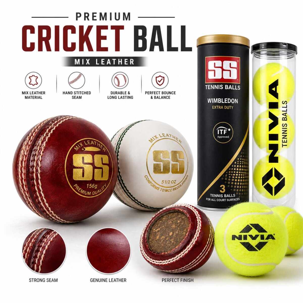 KHANNA Famex (Solid Tennis Ball) Pack of 6 Balls RED