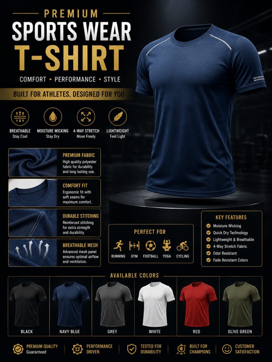 Amazing Technosport Active Men's Running T-Shirt – 7 Powerful Comfort Features Or 30